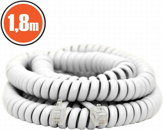 Alista Home Cablu Telefonic Spirală RJ10 4P4C 1.8m Alb (GLB_20113)
