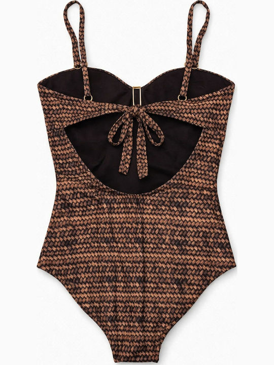 Costum De Baie Întreg Cu Burete Maro