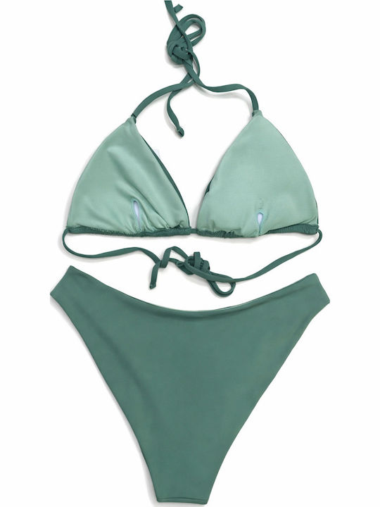 Set Bikini 3 Τεμαχίων Σορτς Πράσινο