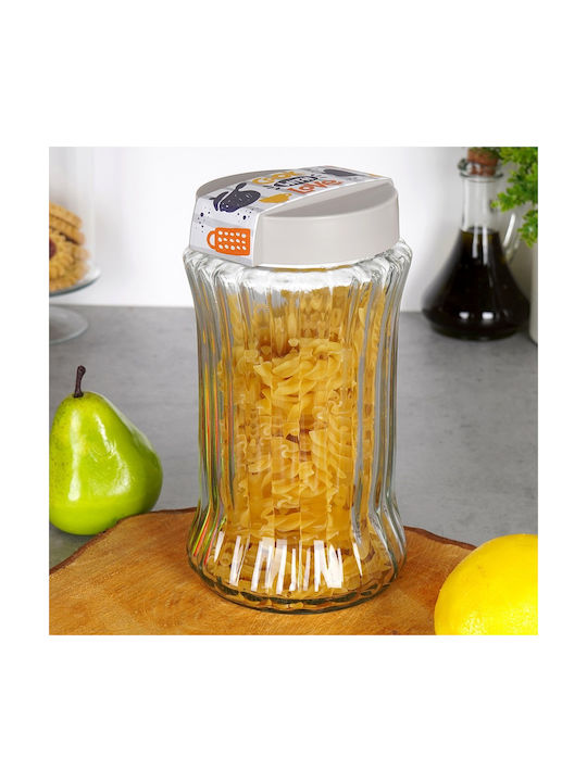 Excellent Houseware Βάζο για Ζάχαρη / Καφέ / Τσάι με Καπάκι Γυάλινο Διάφανο 1600ml