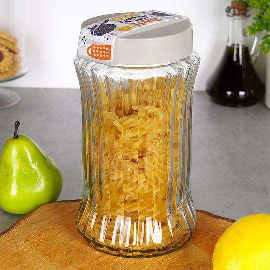 Excellent Houseware Vază Pentru Zahăr / Cafea / Ceai Cu Capac Din Sticlă Transparentă 1600ml Excellent Houseware Vază Pentru Zahăr / Cafea / Ceai Cu Capac Din Sticlă Transparentă 1600ml
