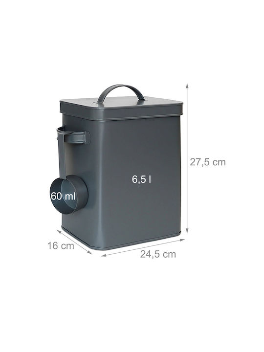 Relaxdays Caseta Utilizare Generală Cu Capac Gri 6500ml