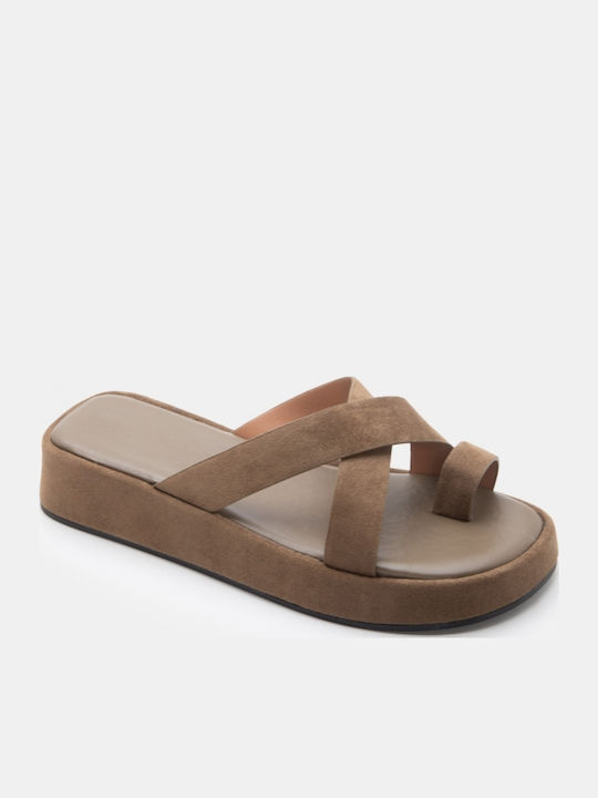 Damenplattformen Khaki