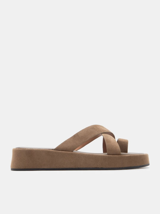 Damenplattformen Khaki