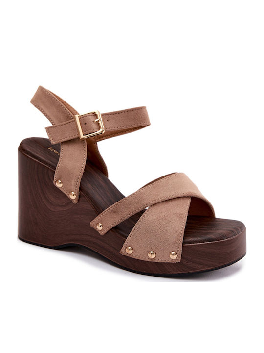 Sommer Damenplattformen Braun 8244-Taupe