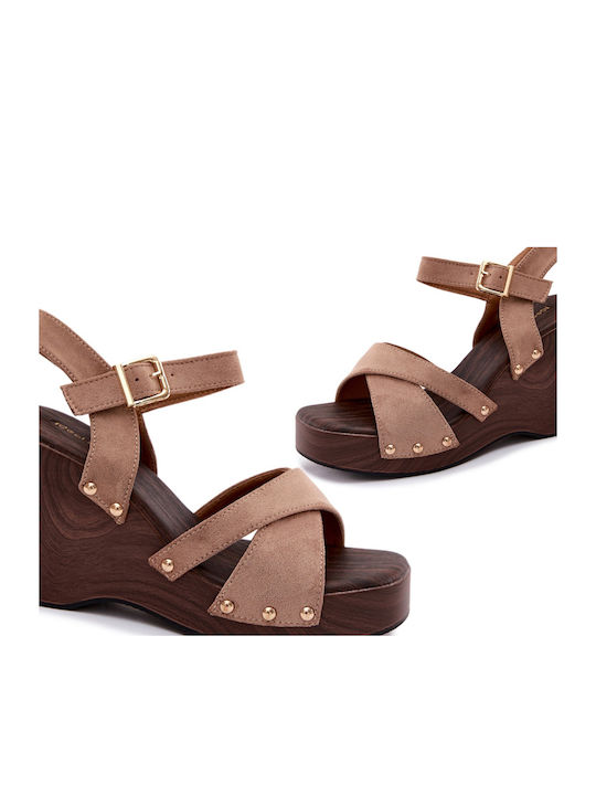 Sommer Damenplattformen Braun 8244-Taupe