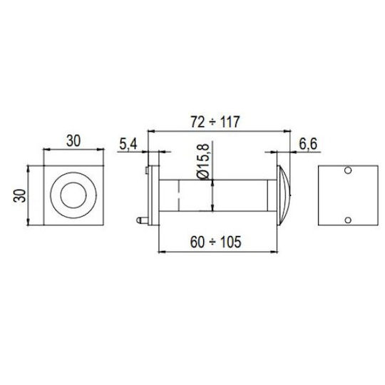 Pettiti Giuseppe Spo16q/n Square Peephole for Armored Door Black