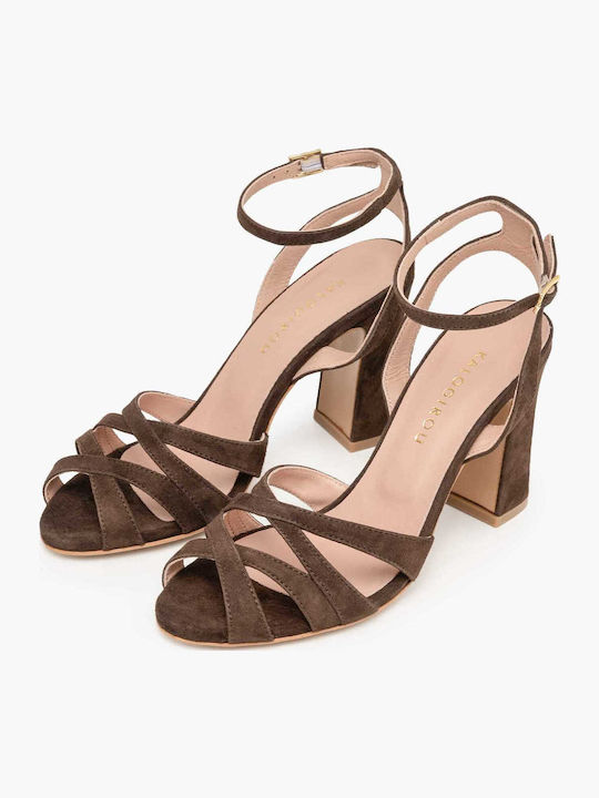 Suede Damen Sandalen Braun