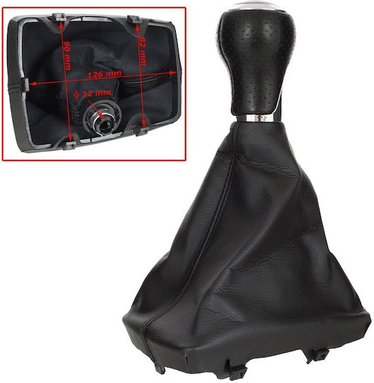 Audi A4 B8 07-15 Negru + Crom Buton Schimbător 6 Viteze + Manșete Negre Cusătură Neagră