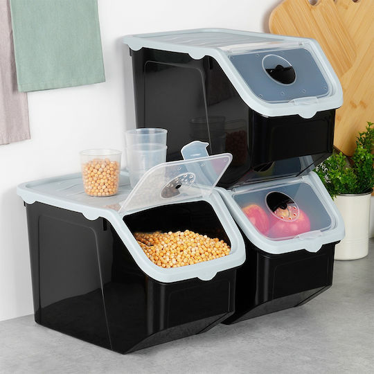 Vilde Vilde Set 3 Stück Allgemeine Verwendung Lebensmittelgläser mit Deckel Kunststoff Schwarz 12000ml Vilde Vilde Set 3 Stück Allgemeine Verwendung Lebensmittelgläser mit Deckel Kunststoff Schwarz 12000ml