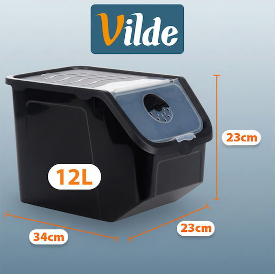 Vilde Κουτί Γενικής Χρήσης με Καπάκι Πλαστικό Μαύρο 12000ml