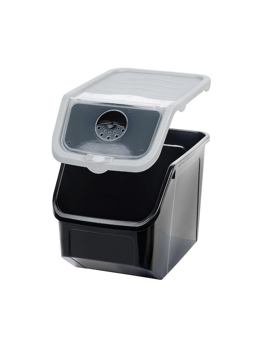 Vilde Set 3 Bucăți Casete Utilizare Generală cu Capac Plastic Negru 12000ml