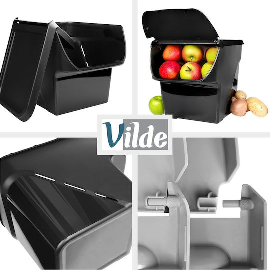 Vilde General Use Box with Lid Plastic Black 27.5x26x34cm