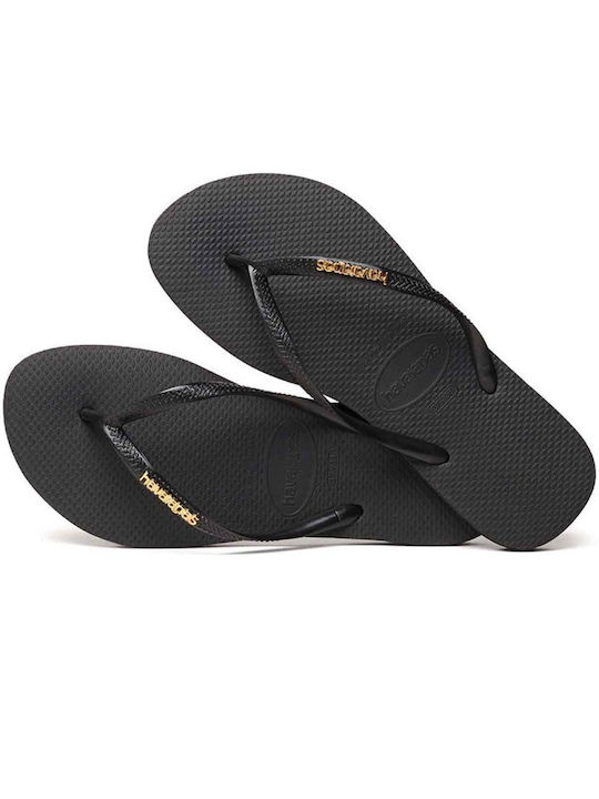Havaianas Slim Logo Metallic Flip Flops Negre