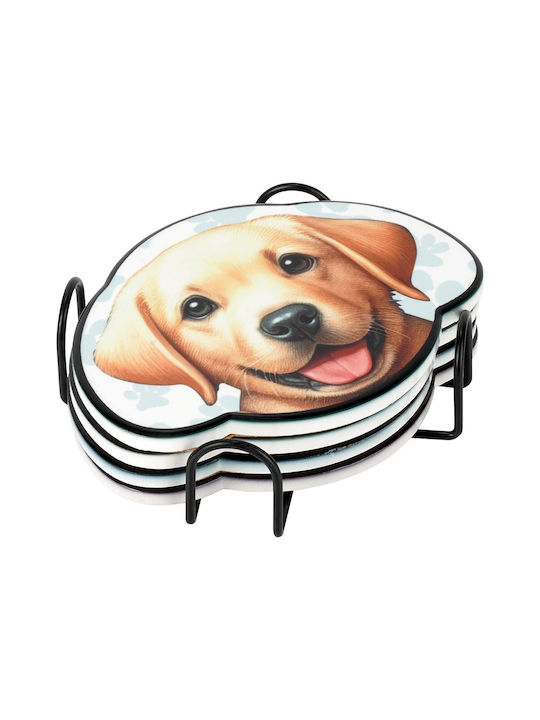 Excellent Houseware Сервизи За Чаши Металик Със Стойка Бежови 4 Бройки
