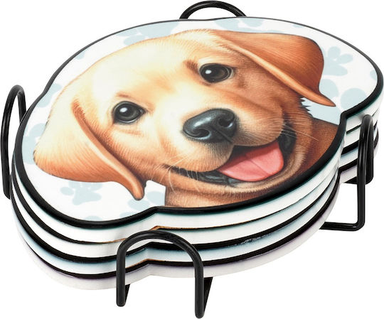 Excellent Houseware Coasters Set De Suporturi Pentru Pahare Metalic Cu Suport Bej 4 Bucăți