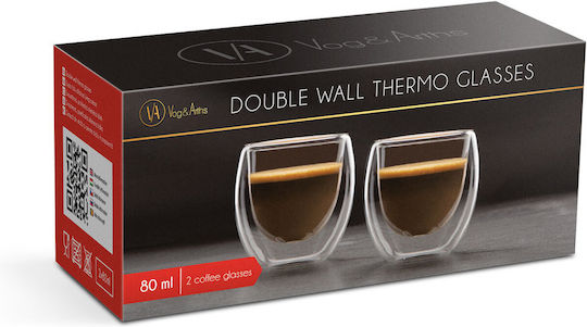 Alista Home Set Cesti Espresso Din Sticlă Transparente 80ml 2 Bucăți