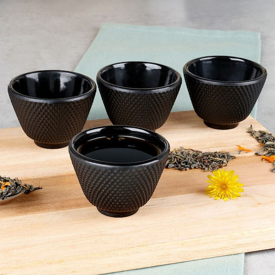 Vilde Set Of Black Cast Iron Tea Cups 60ml 4 Pieces