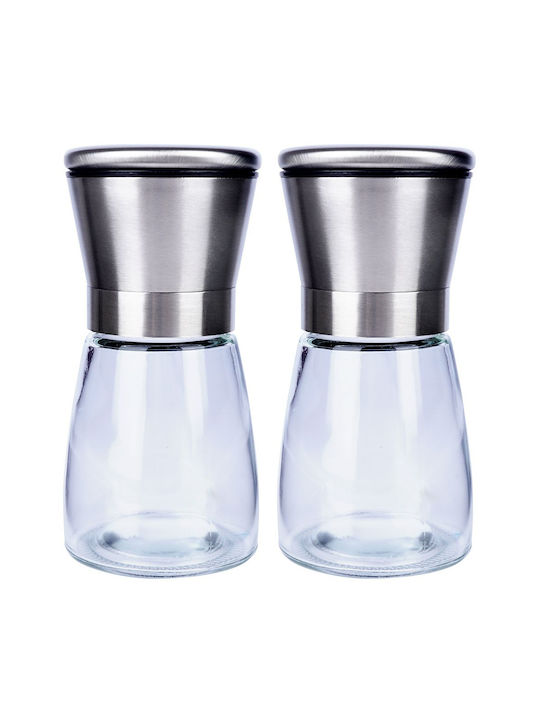 Orion Set Râșnițe Manuale Condimente din Sticlă 13.5cm 2 Bucăți