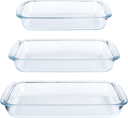Vilde Vas De Gătit Rezistent La Căldură Rectangular Din Sticlă 3000ml 3 Bucăți