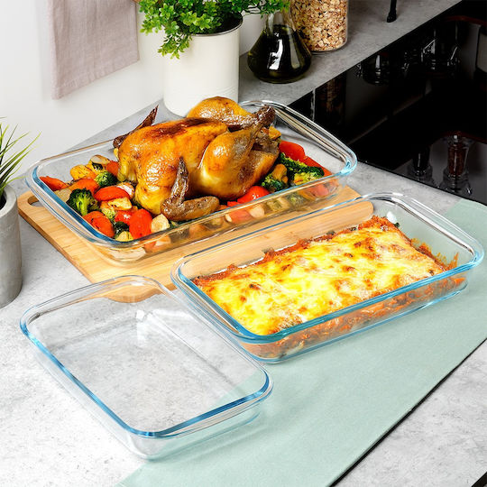 Vilde Vas De Gătit Rezistent La Căldură Rectangular Din Sticlă 3000ml 3 Bucăți