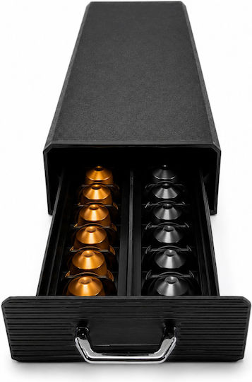 Organizator Sertar Pentru Capsule Cafea Compatibil K-cup Nespresso 32 X 12.5 X 6 Cm Negru