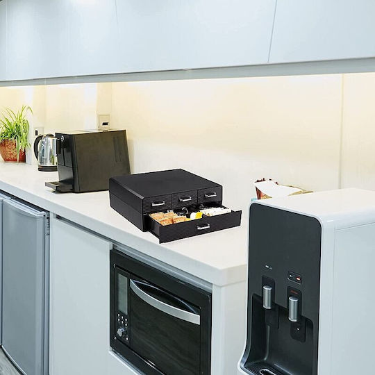 Organizator Capsule Cafea 4 Sertare Depozitare 2 Nivele Negru