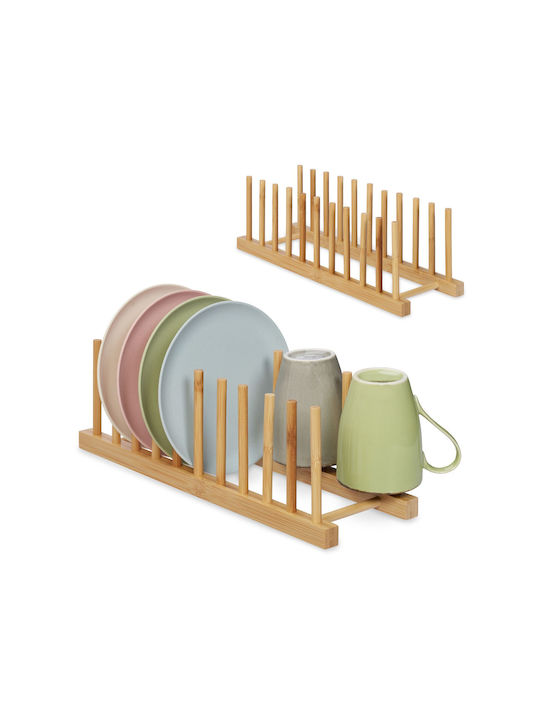 Relaxdays Suport Pentru Farfurii De Dulap Din Lemn 12x40x12,5 Cm Maro
