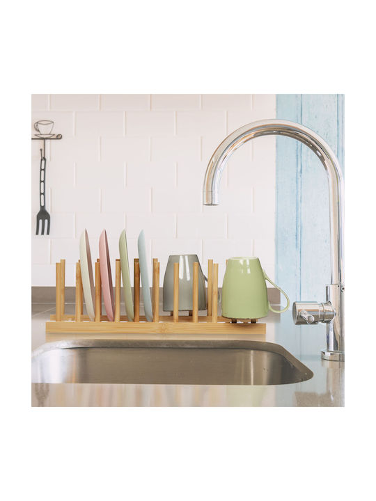 Relaxdays Suport Pentru Farfurii De Dulap Din Lemn 12x40x12,5 Cm Maro