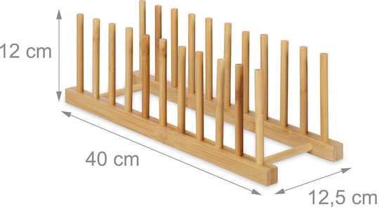 Relaxdays Suport Pentru Farfurii De Dulap Din Lemn 12x40x12,5 Cm Maro