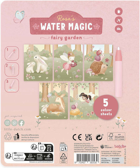 Little Dutch Colouring Book Water Reveal Rosa Fairy Garden