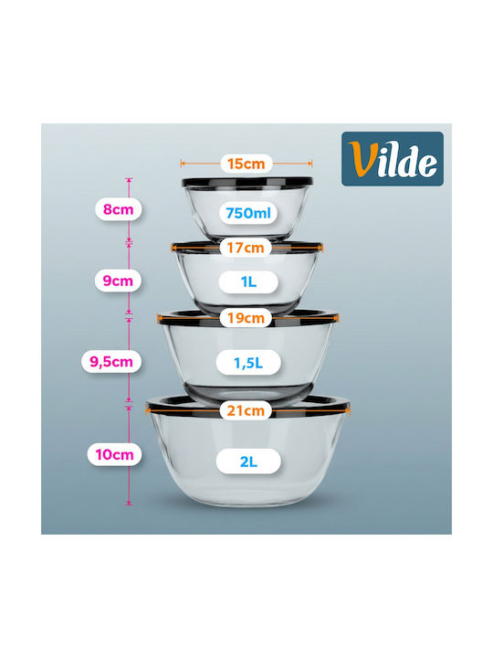 Vilde Set Glass Transparent Lunch Boxes 8cm 8 Pieces