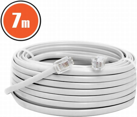 Alista Home Cablu Telefonic Flat RJ11 6P4C 7m Alb (GLB_20302)