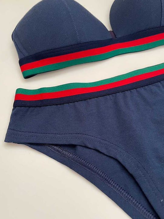 Jadea Σετ Εσωρούχων Σουτιέν με Slip μπλε-navy