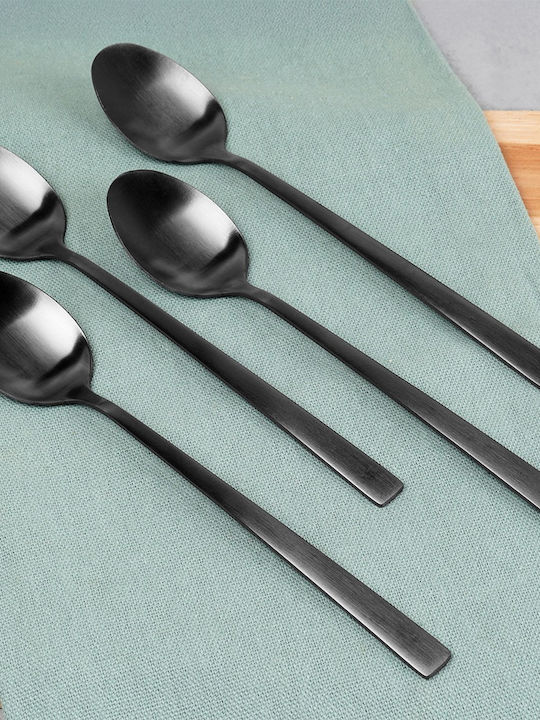 Excellent Houseware Set Of Black Stainless Steel Coffee Tea Spoons 4 Pieces