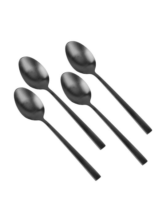 Excellent Houseware Комплект Лъжици За Кафе И Чай От Неръждаема Стомана Черни 4 Бройки