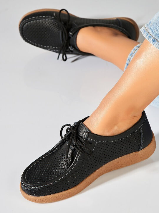Oxfords Pentru Femei Din Piele În Culoare Neagră