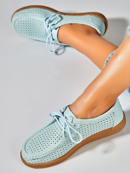 Δερμάτινα Γυναικεία Oxfords σε Μπλε Χρώμα