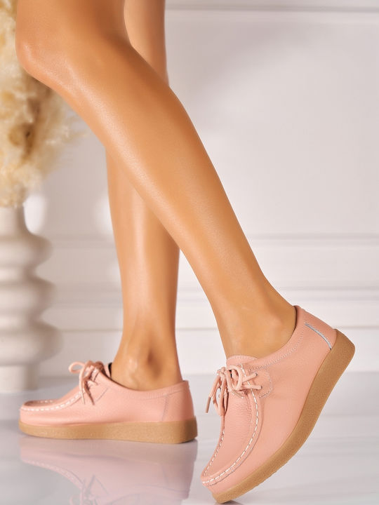 Oxfords Din Piele Pentru Femei Roz