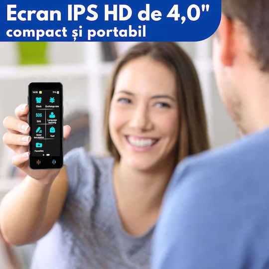 Traducător Vocal Digital Inteligent Bidirecțional Peste 137 de Limbi Online Offline Visionhub Traducere în Timp Real Voce Text Fotografii Wi-fi Ecran Tactil de 2,4 Inch 8gb Negru
