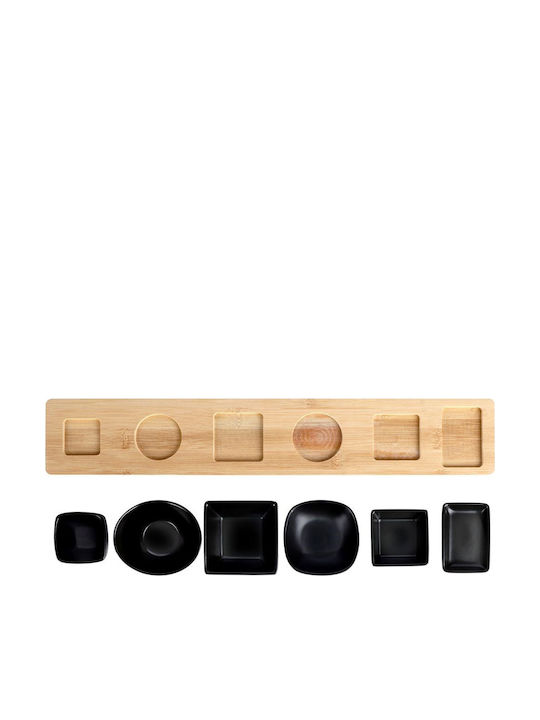 Excellent Houseware Ceramic Orntevieres 7 Positions with Base Black 7 Pieces