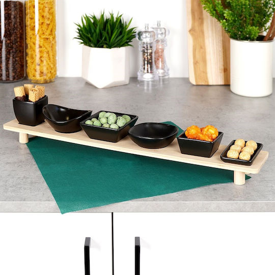 Excellent Houseware Orntervieră Ceramică cu 7 Poziții cu Suport Neagră 7 Bucăți