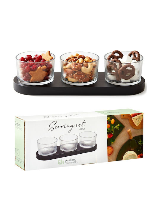 Excellent Houseware Γυάλινη Ορντεβιέρα 3 Θέσεων 4τμχ Excellent Houseware Γυάλινη Ορντεβιέρα 3 Θέσεων 4τμχ