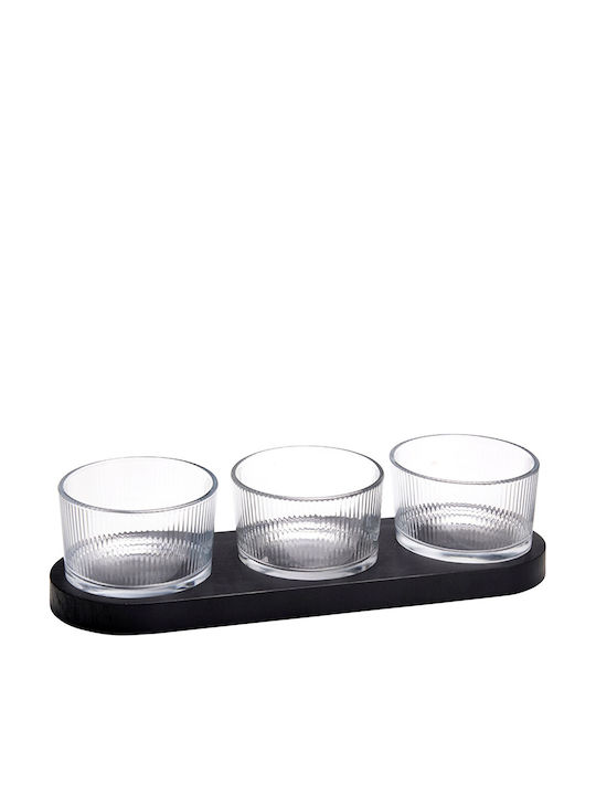 Excellent Houseware Стъклена Ордьорвиери Триместна Ширина 30xДължина 10xВисочина 10см 4 Брой