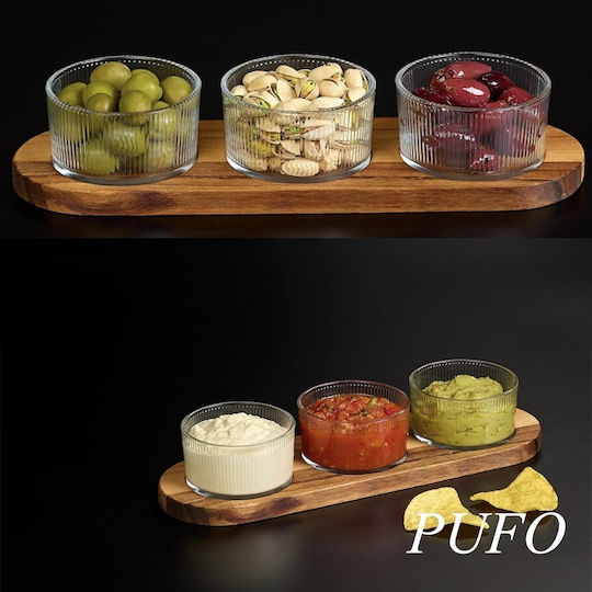 Pufo Glas Dessert Turm Ständer mit Basis 3 Schlitze Transparent