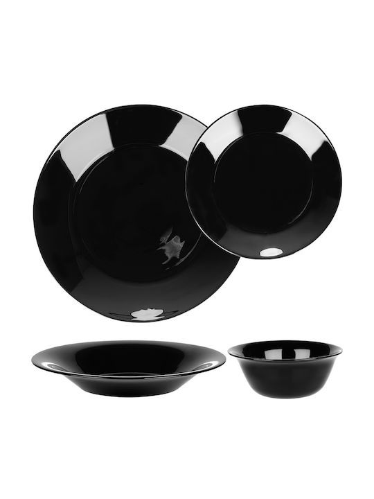 Vilde Black Glass Dinnerware Set 24pcs