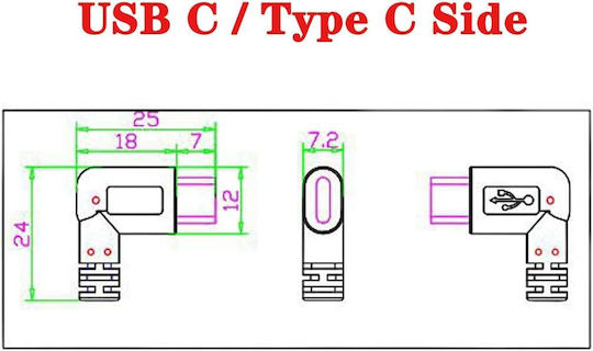 Cablu Usb-c La Mini Usb 5-pin Usb 3.1 Tip C La Mini Usb B Adaptor Unghi Drept Transfer Date Încărcare 480mbps Compatibil Gopro Cameră Gps Hdd Laptop Macbook 25 Cm Negru