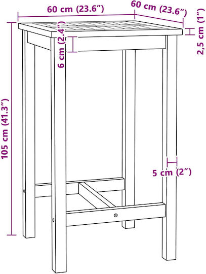 Bar Table for Small Outdoor Spaces 60x60cm
