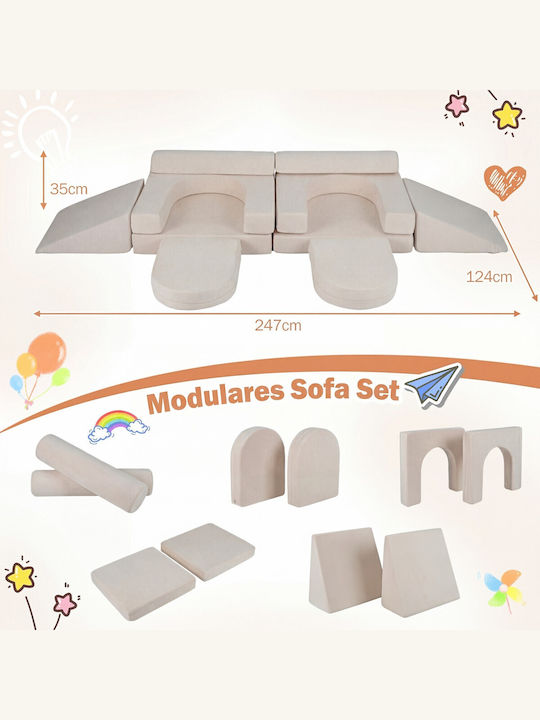Kids Sofas Beige 35x124x35cm 10pcs