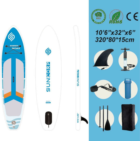 Homeone Aufblasbare SUP Board mit Länge 3,2 m Weiß
